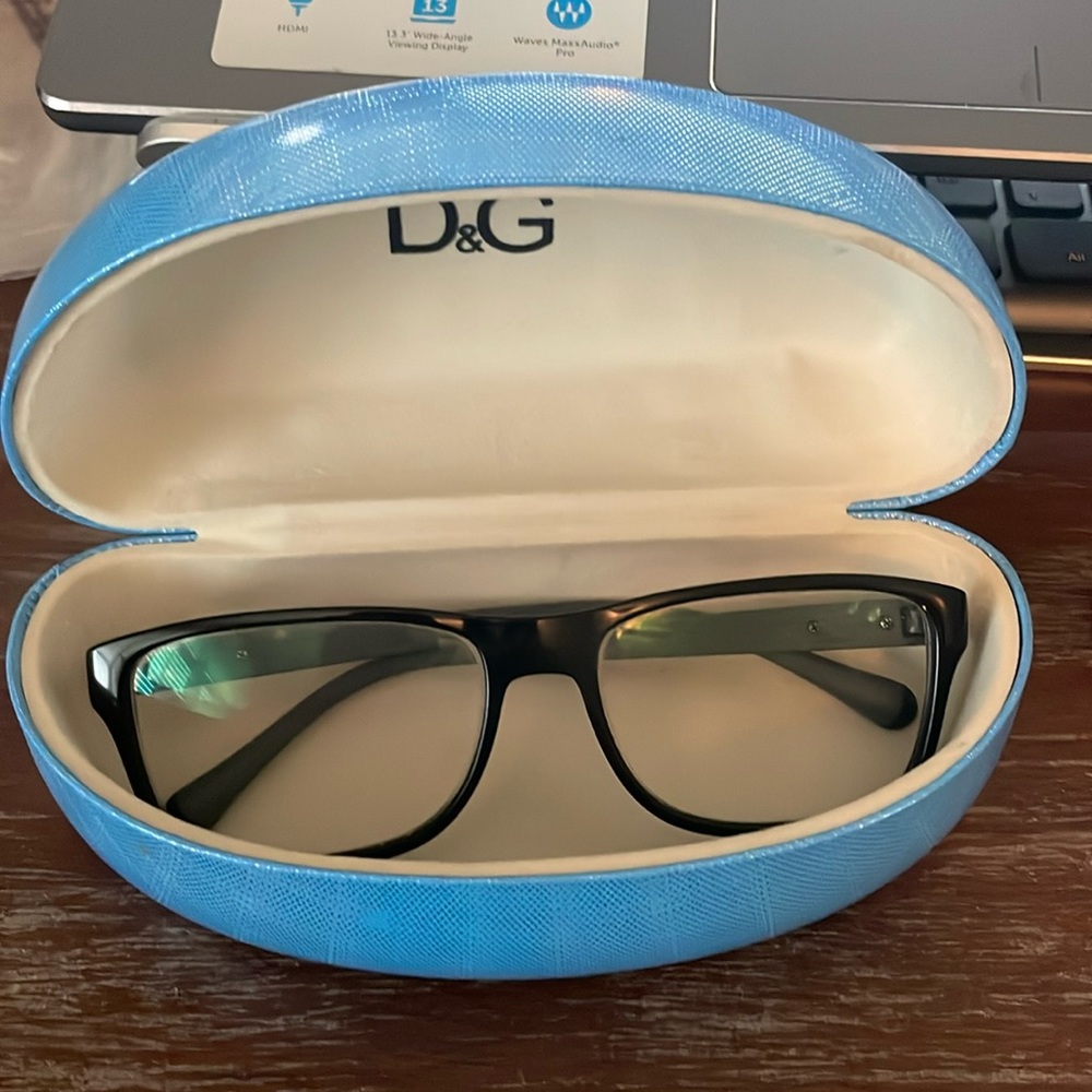 Dolce & Gabbana black rectangular eyeglasses with case